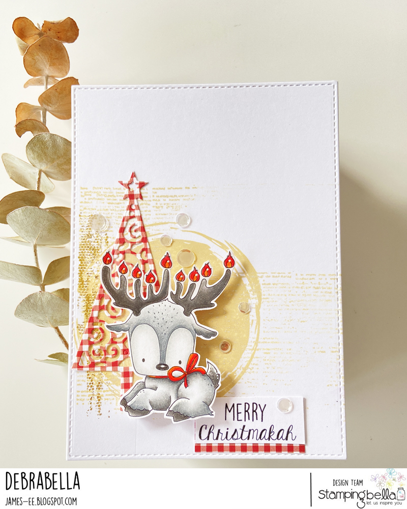 www.stampingbella.com: RUBBER STAMP USED: HANUKKAHDEER card by DEBRA JAMES