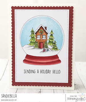 www.stampingbella.com: RUBBER STAMP USED: HOLIDAY GLOBE card by SANDIE DUNNE