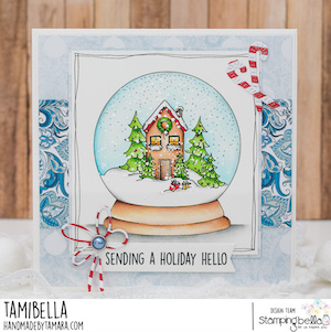 www.stampingbella.com: RUBBER STAMP USED: HOLIDAY GLOBE card by Tamara Potocnik