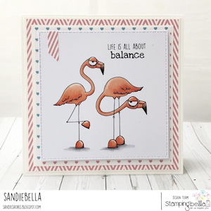 www.stampingbella.com: RUBBER STAMP USED: ODDBALL FLAMINGOS card by SANDIE DUNNE