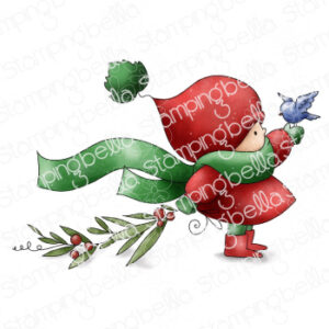 BUNDLE GIRL WITH A WINTER BRANCH RUBBER STAMP