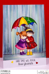 TINY TOWNIES UNDER AN UMBRELLA rubber stamp