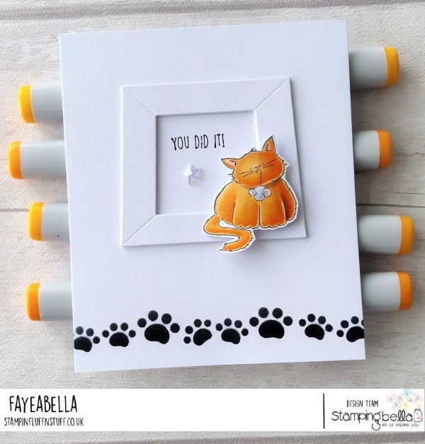 www.stampingbella.com: rubber stamp used:  SET OF KITTIES card by Faye Wynn Jones