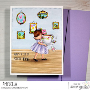 www.stampingbella.com: RUBBER STAMP USED: TINY TOWNIE LOVES TEA card by AMY YOUNG