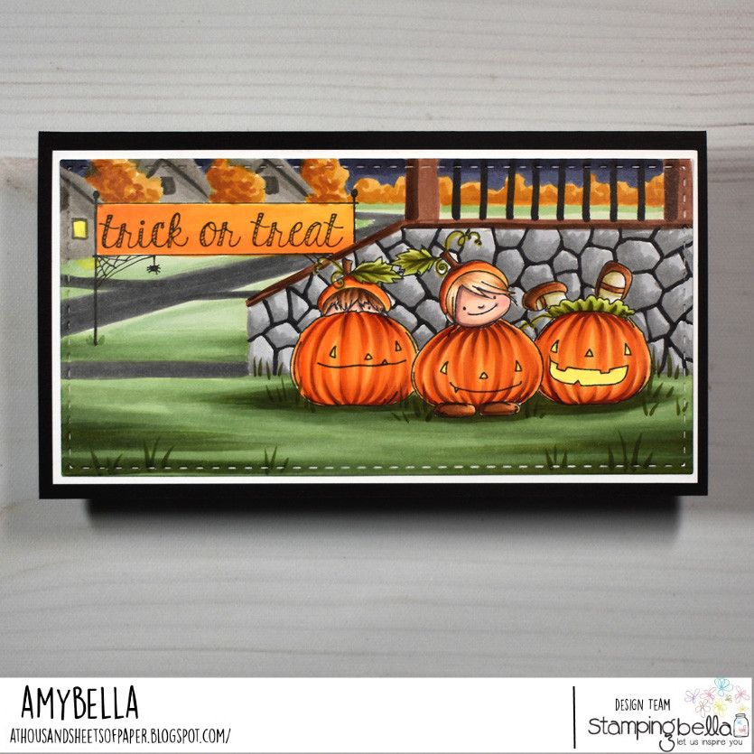 Www.stampingbella.com. Rubber stamp used : squidgy pumpkin trio and fall sentiment set.  Card by Amy young 