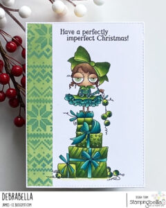 MINI ODDBALL ON A STACK OF GIFTS RUBBER STAMP