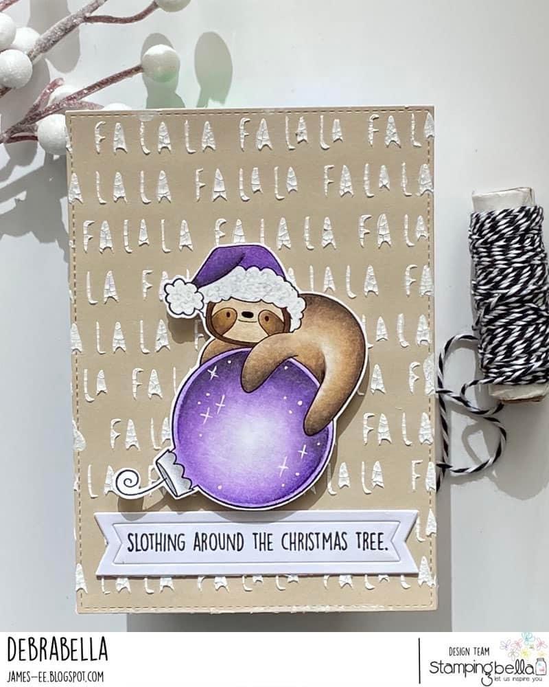 Www.stampingbella.com rubber stamp used sloth ornament card by debra james 