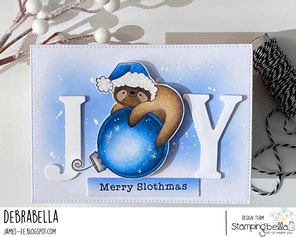 www.stampingbella.com: rubber stamp used  SLOTH ORNAMENT.. Card by Debra James