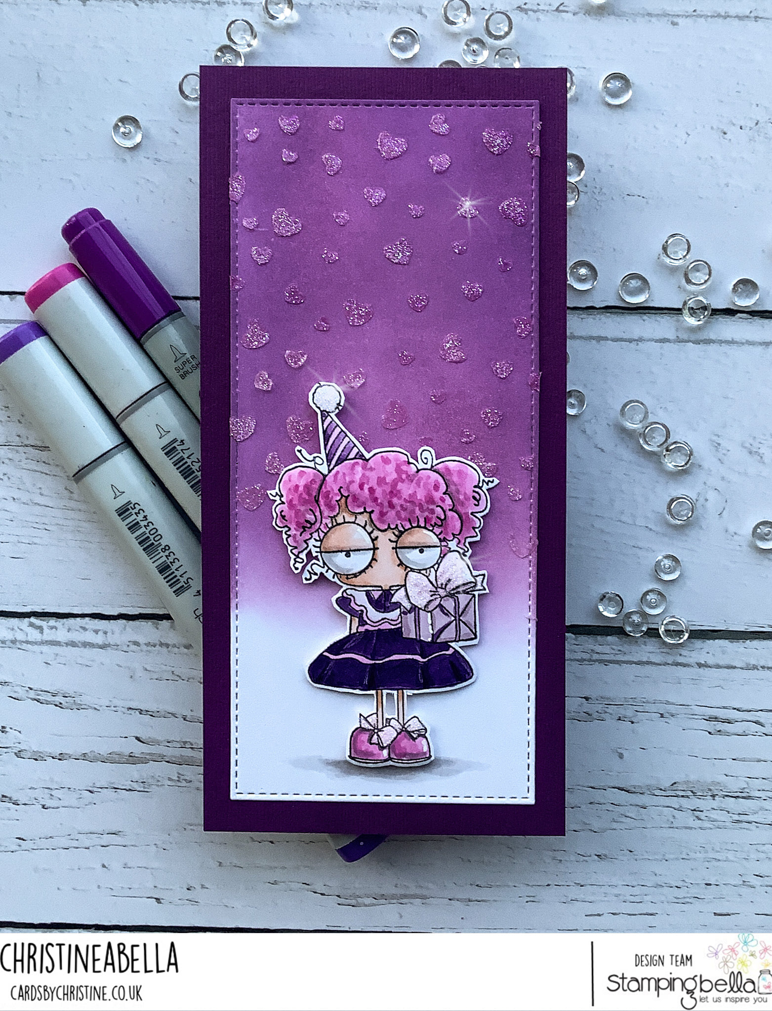 www.stampingbella.com: rubber stamp used: MINI ODDBALL Has a present card by Christine Levison