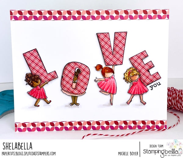 www.stampingbella.com: rubber stamp used: TEENY TINY TOWNIE LOVE card by Michele Boyer