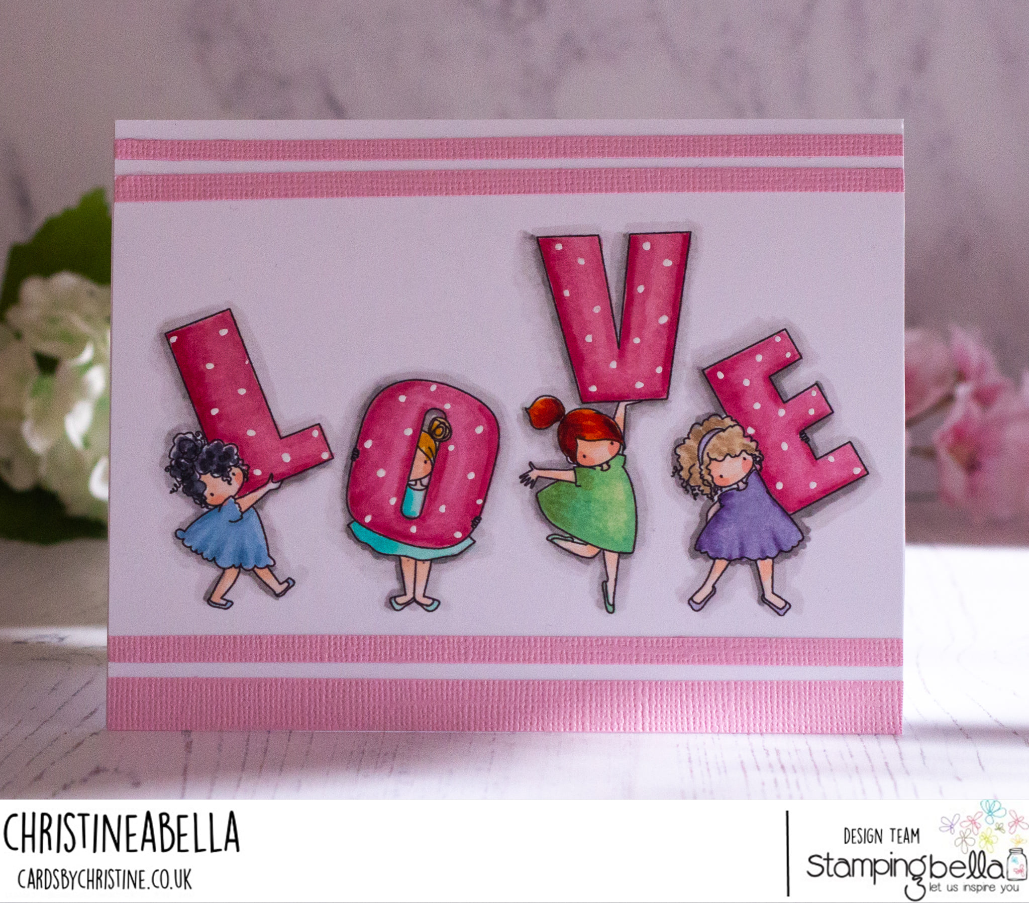 www.stampingbella.com: rubber stamp used: TEENY TINY TOWNIE LOVE card by Christine Levison