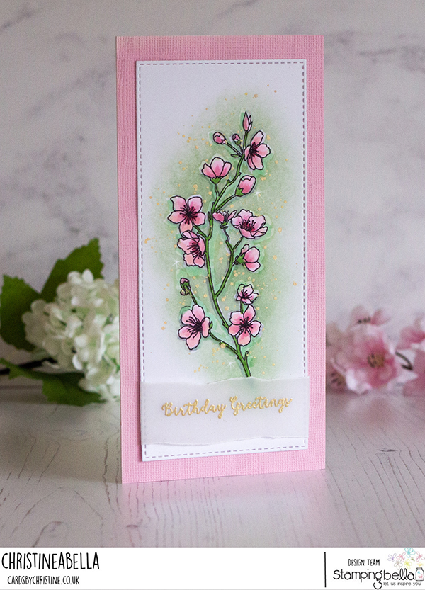 www.stampingbella.com: rubber stamp used: CHERRY BLOSSOM BRANCH car by Christine Levison