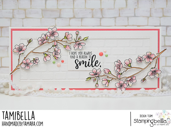 www.stampingbella.com: rubber stamp used: CHERRY BLOSSOM BRANCH card by Tamara Potocnik