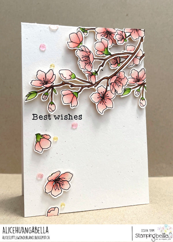 www.stampingbella.com: rubber stamp used : CHERRY BLOSSOM BRANCH card by Alice Huang