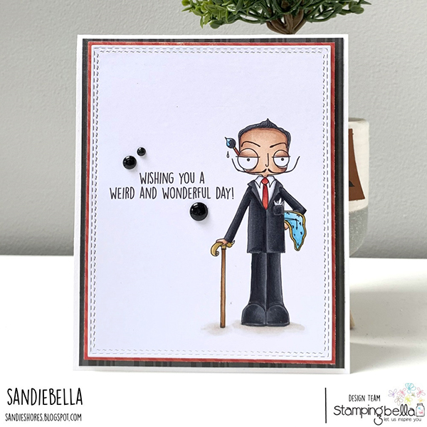 www.stampingbella.com Rubber stamp used: ODDBALL DALI card by Sandie Dunne