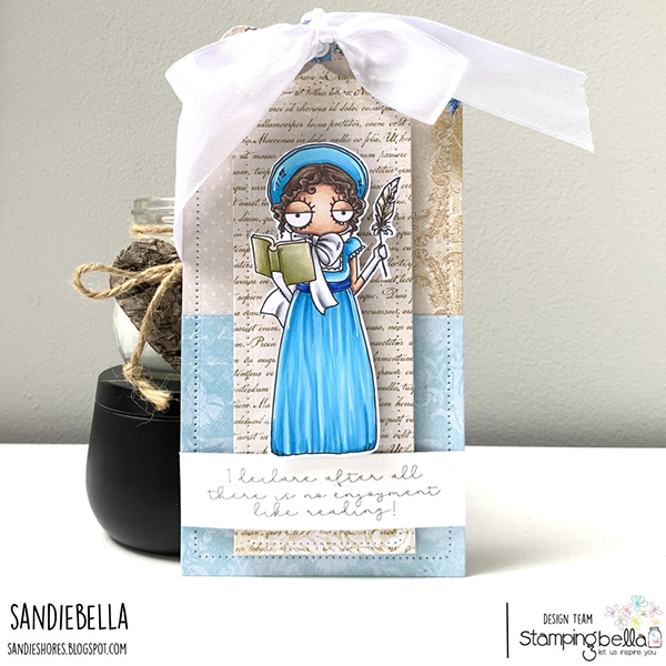 www.stampingbella.com: rubber stamp used: ODDBALL JANE AUSTEN card by Sandie Dunne