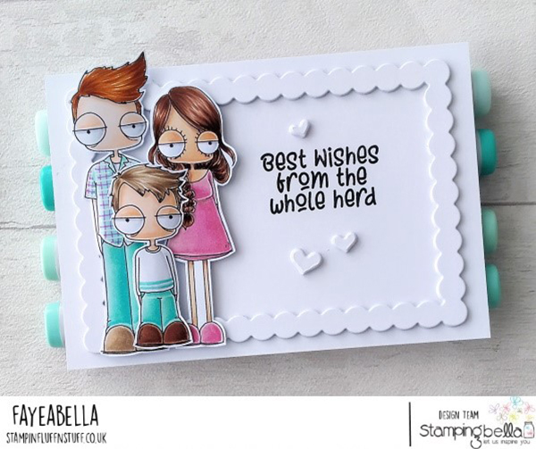 www.stampingbella.com: rubber stamp used: ODDBALL MOM AND DAD AND ODDBALL SIBLINGS CARD BY FAYE WYNN JONES