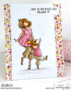 CURVY GIRL STRUTTING RUBBER STAMP (INCLUDES 3 SENTIMENTS)