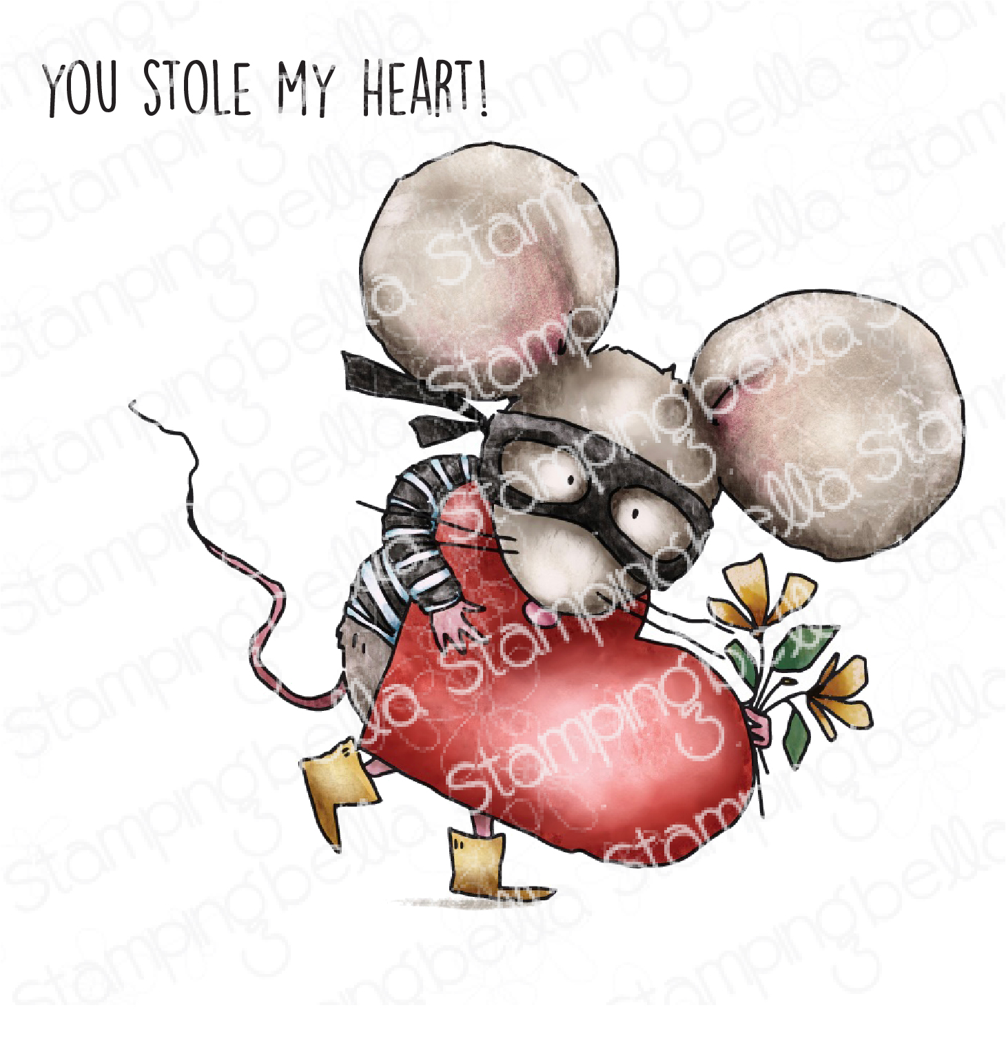 MOUSE BANDIT RUBBER STAMP (INCLUDES 1 SENTIMENT)