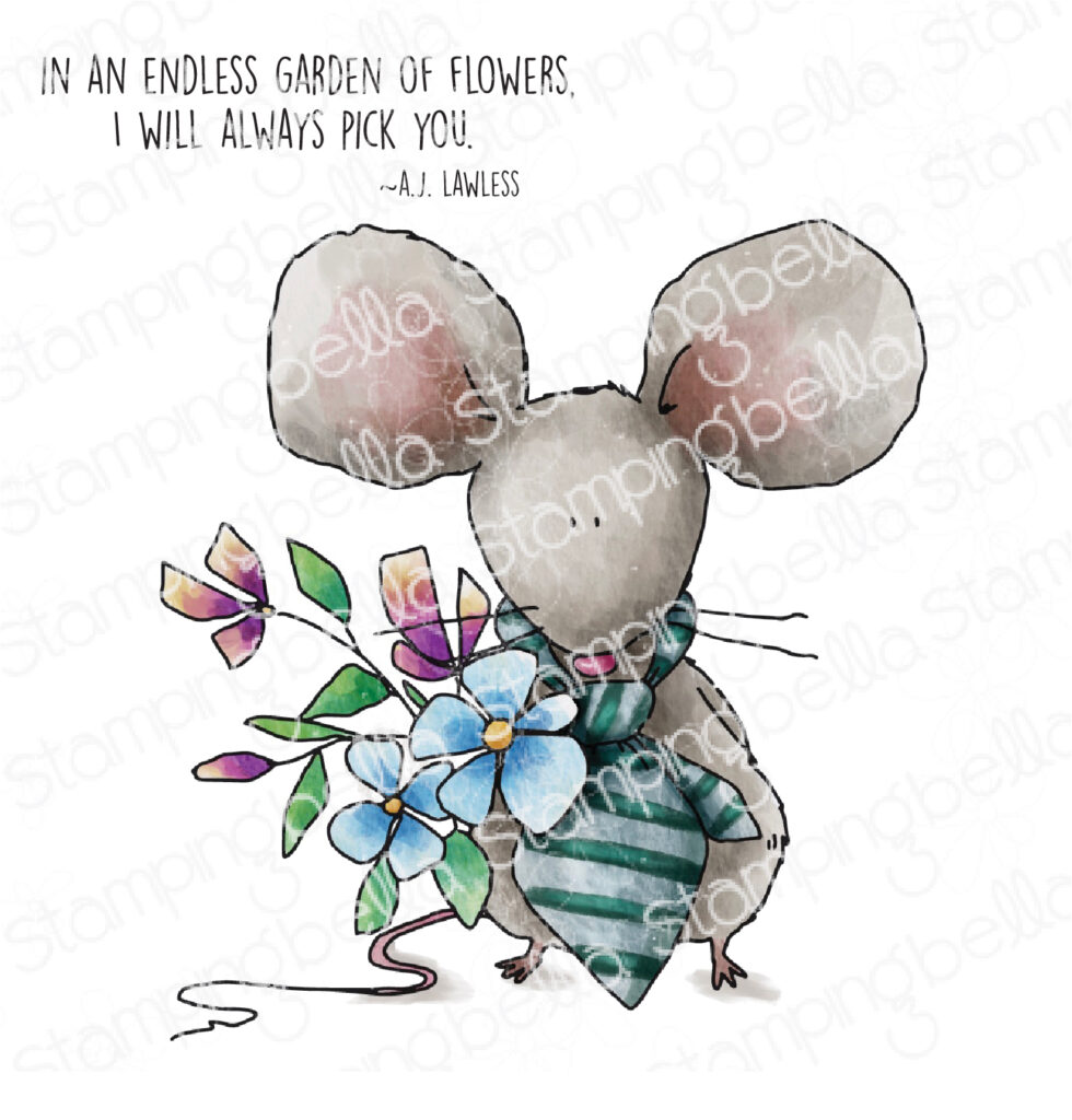 MOUSE BOUQUET RUBBER STAMP (INCLUDES 1 SENTIMENT)