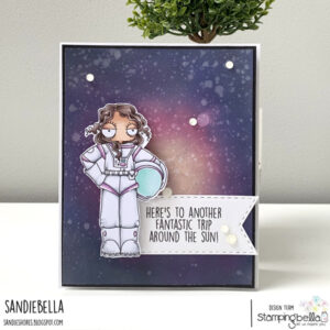 ODDBALL GIRL ASTRONAUT RUBBER STAMP (INCLUDING 1 SENTIMENT)