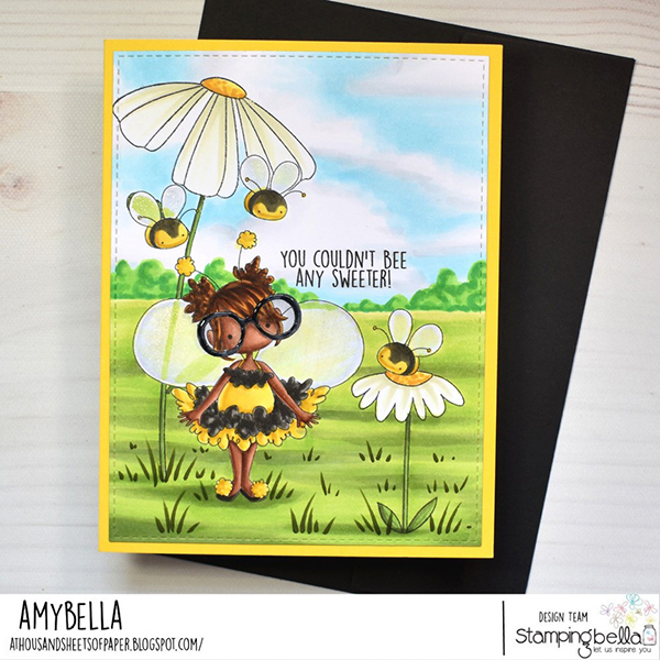 www.stampingbella.com: rubber stamp used: TINY TOWNIE BUSY BEE.. card by Amy Young