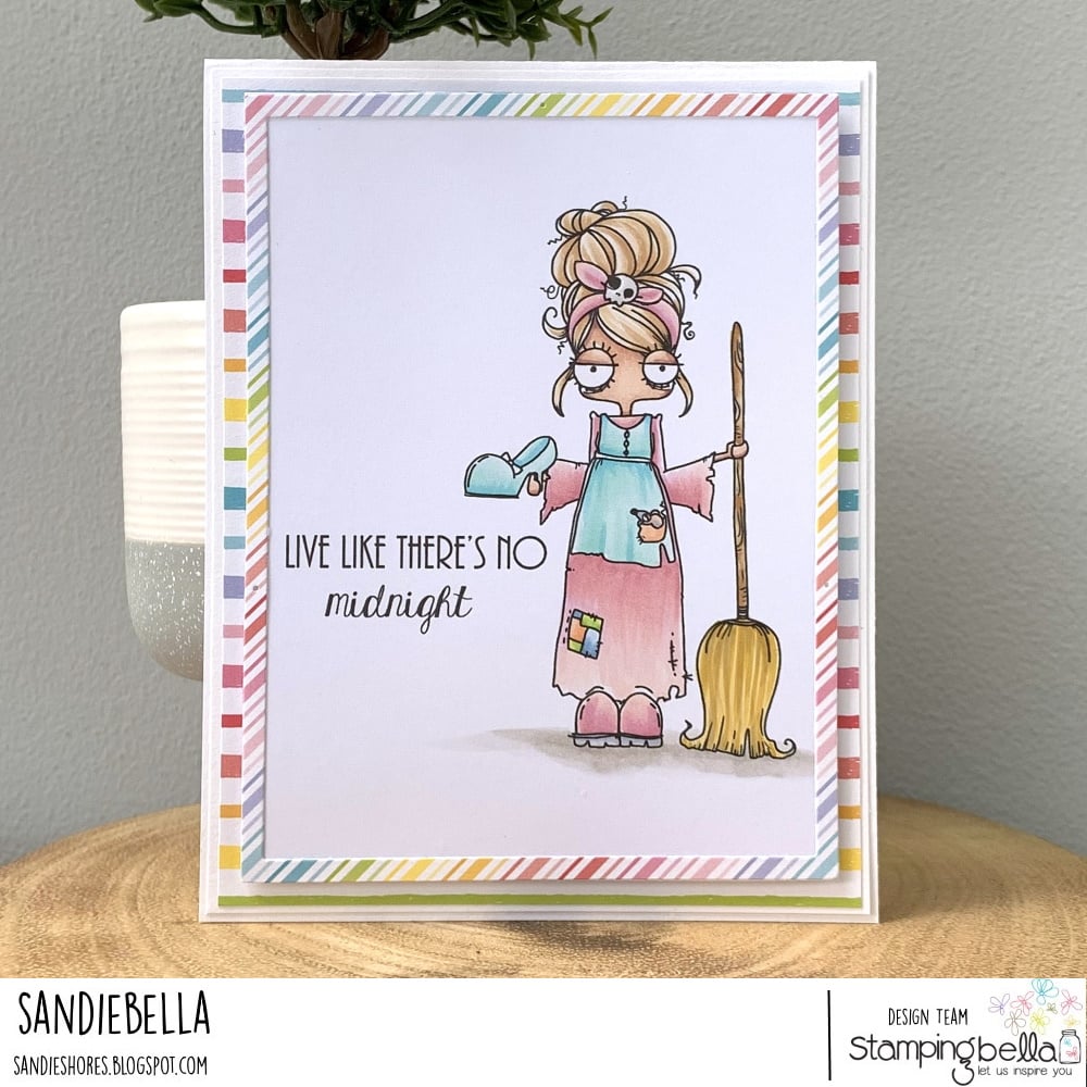 www.stampingbella.com: rubber stamp used: Oddball Cinderella card by Sandie Dunne