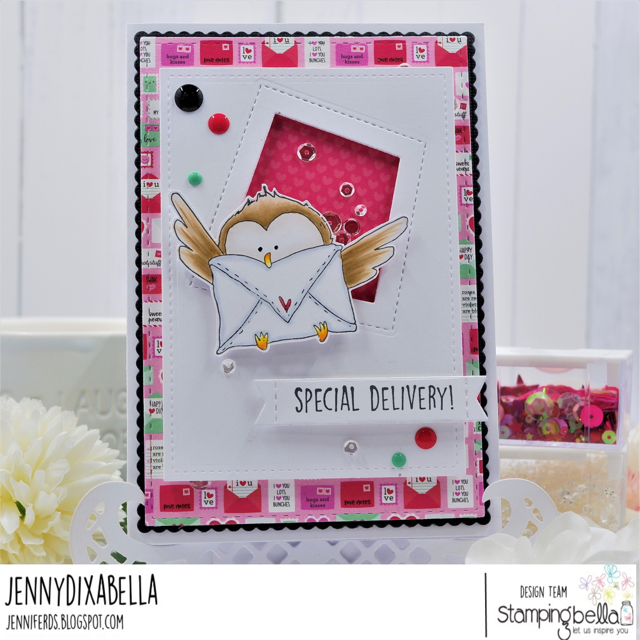 www.stampingbella.com  Rubber stamp used : SPECIAL DELIVERY card by Jenny DIx