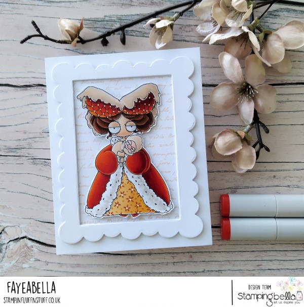 www.stampingbella.com: Rubber stamp used :ODDBALL DUCHESS card by Faye Wynn Jones