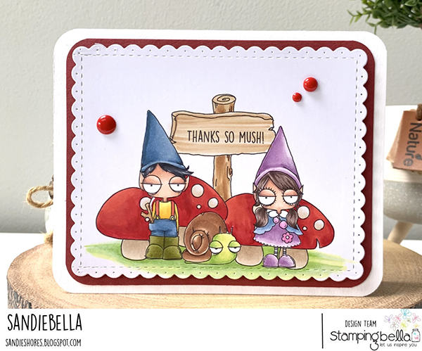 www.stampingbella.com: rubber stamp used: ODDBALL GNOME KIDS card by Sandie Dunne