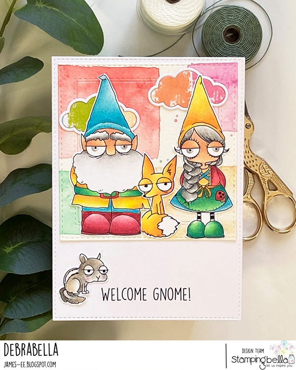 www.stampingbella.com: rubber stamp used: ODDBALL GNOME PARENTS card by Debra James