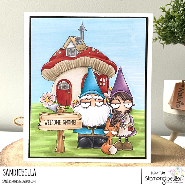 www.stampingbella.com: rubber stamp used: ODDBALL GNOME PARENTS card by Sandie Dunne