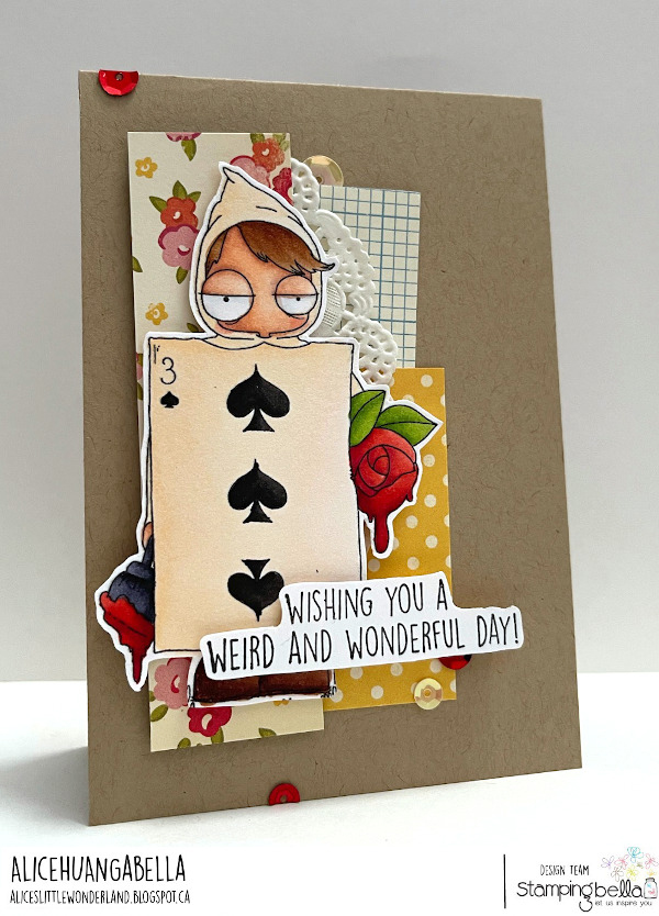 www.stampingbella.com: Rubber stamp used :ODDBALL PLAYING CARD , card by Alice Huang