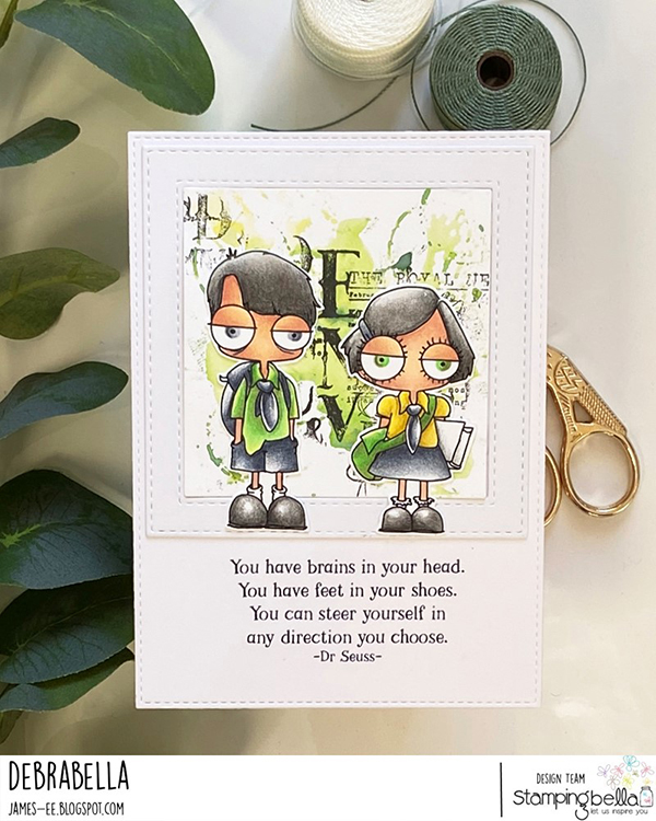 www.stampingbella.com: rubber stamp used: ODDBALL STUDENTS card by Debra James