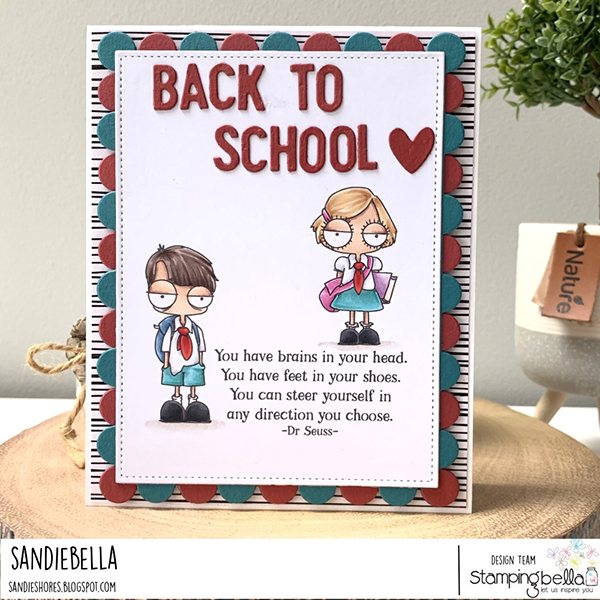 www.stampingbella.com: rubber stamp used: ODDBALL STUDENTS card by Sandie Dunne