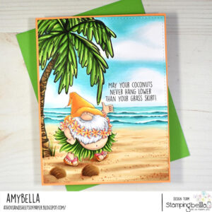 HULA GNOME RUBBER STAMP SET (includes 2 sentiment stamps)