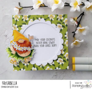 HULA GNOME RUBBER STAMP SET (includes 2 sentiment stamps)