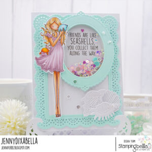 UPTOWN GIRL SYLVIA AND THE SEASHELL RUBBER STAMP SET (includes 2 sentiments)