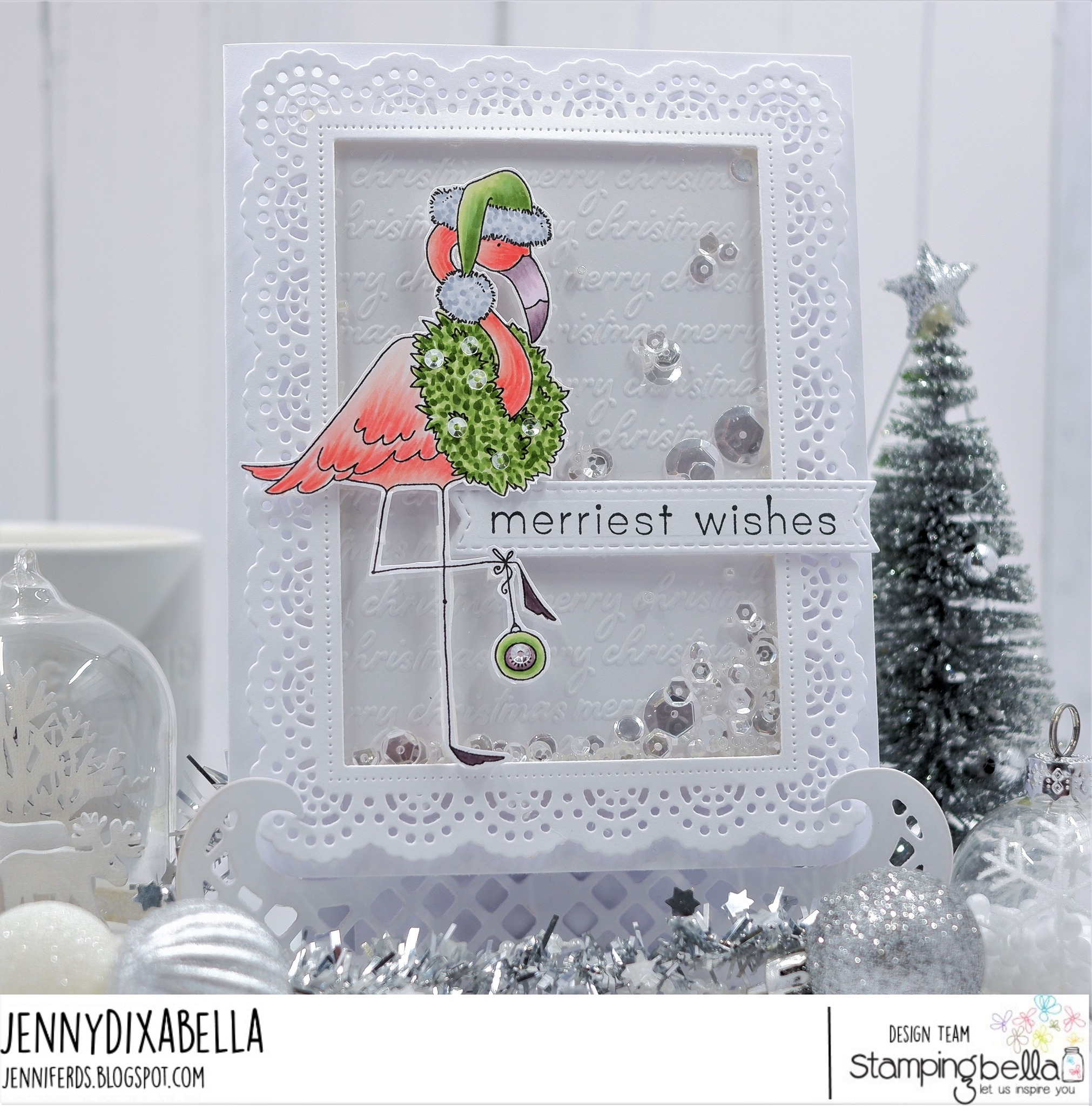 www.stampingbella.com: rubber stamp used:  SANTAMINGO card by Jenny dix