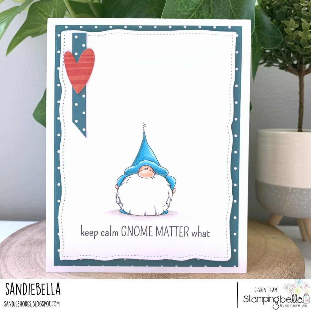 www.stampingbella.com: Rubber stamp used:  GNOMES HAVE FEELINGS TOO card by Sandie Dunne