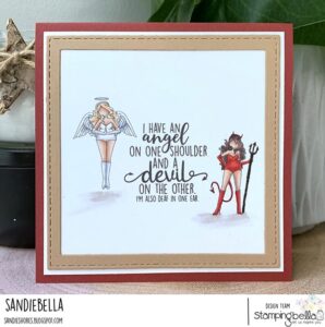 ANGEL DEVIL SENTIMENT SET ( INCLUDES 5 RUBBER STAMPS)