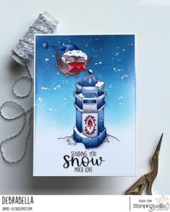 HOLIDAY OWL SENDING A CARD RUBBER STAMP