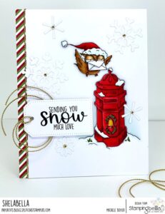 HOLIDAY OWL SENDING A CARD RUBBER STAMP