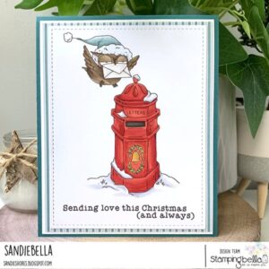 HOLIDAY OWL SENDING A CARD RUBBER STAMP