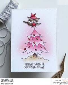 HOLIDAY OWL WITH A STAR RUBBER STAMP