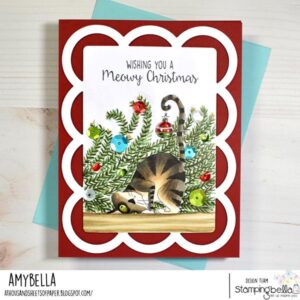 THE CAT AND THE ORNAMENT RUBBER STAMP BY KRISTIN FARNSWORTH