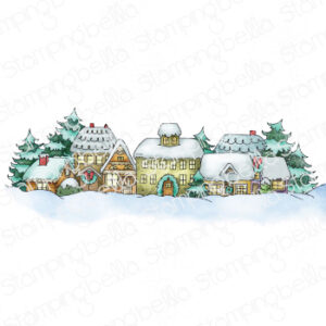 CHRISTMAS VILLAGE BACKDROP RUBBER STAMP