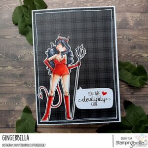 ANGEL DEVIL SENTIMENT SET ( INCLUDES 5 RUBBER STAMPS)