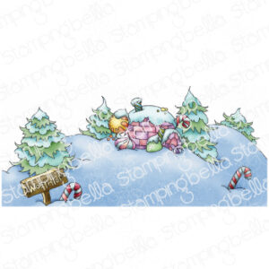 NORTH POLE BACKDROP RUBBER STAMP