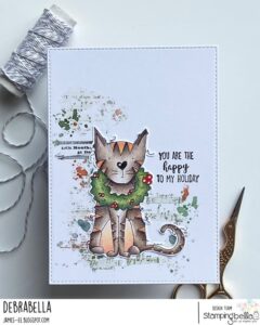 UNIMPRESSED CHRISTMAS CAT RUBBER STAMP BY KRISTIN FARNSWORTH